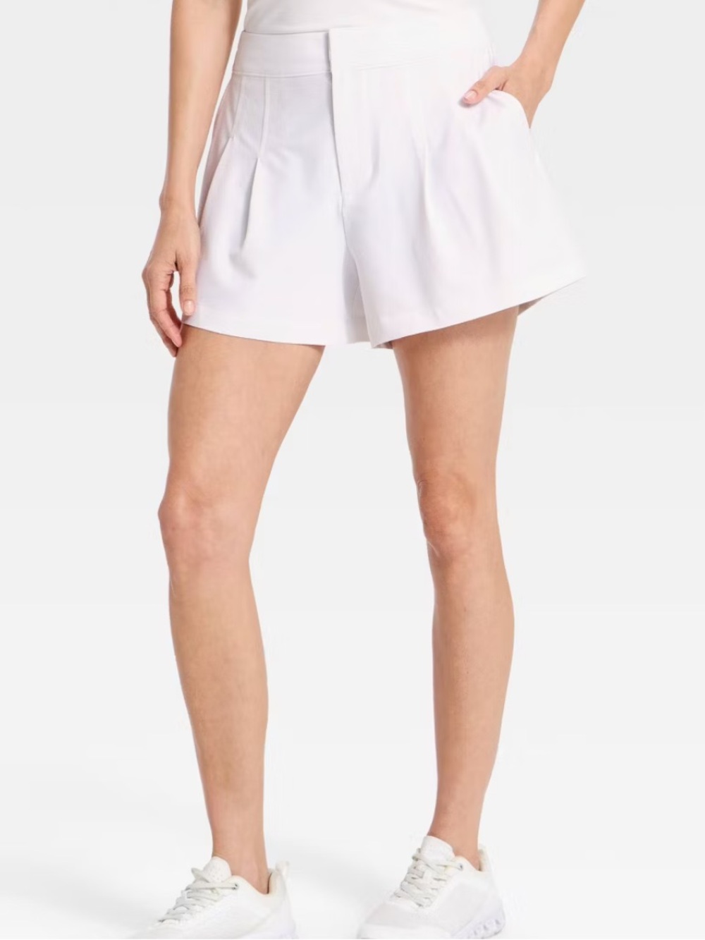 a new day White linen Pleated High-Waist Shorts sz 2
